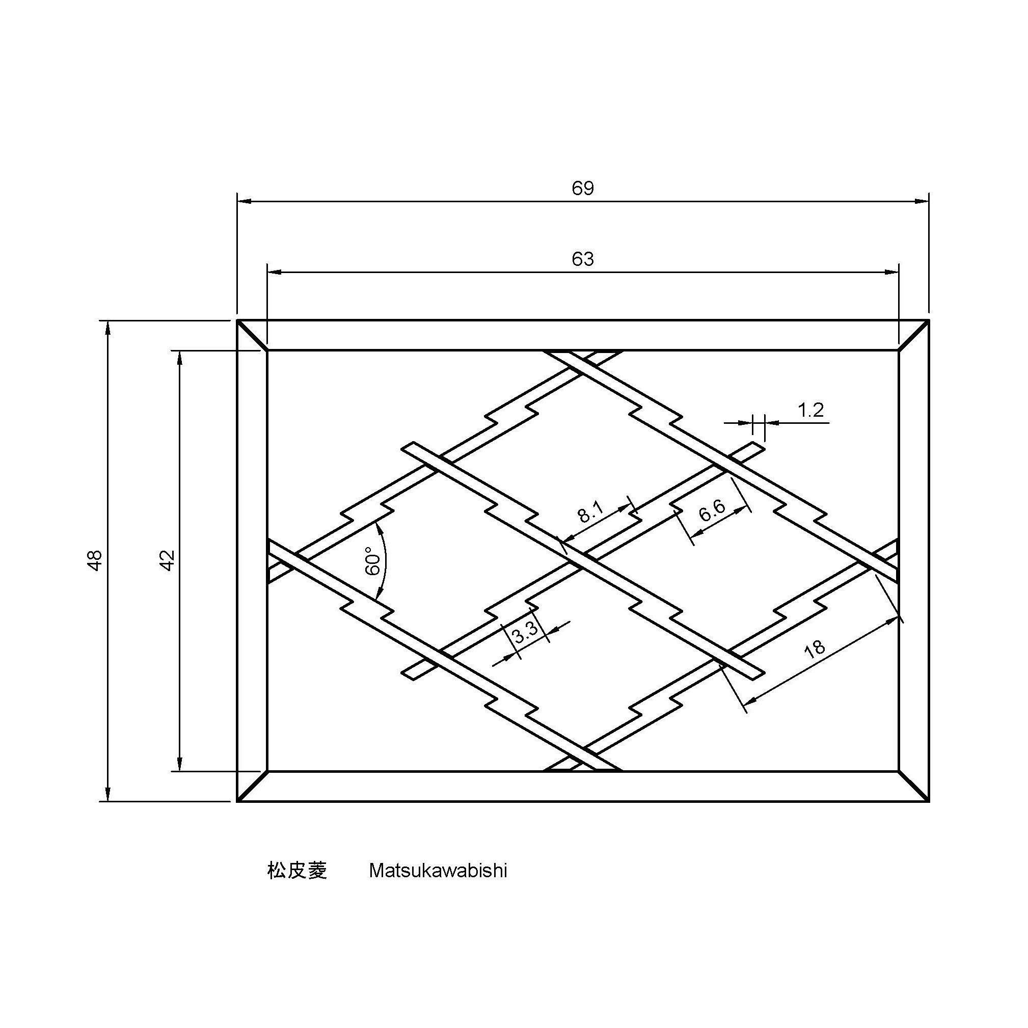 Matsukawabishi wooden frame with pattern of squares and trian... 3D print model_1