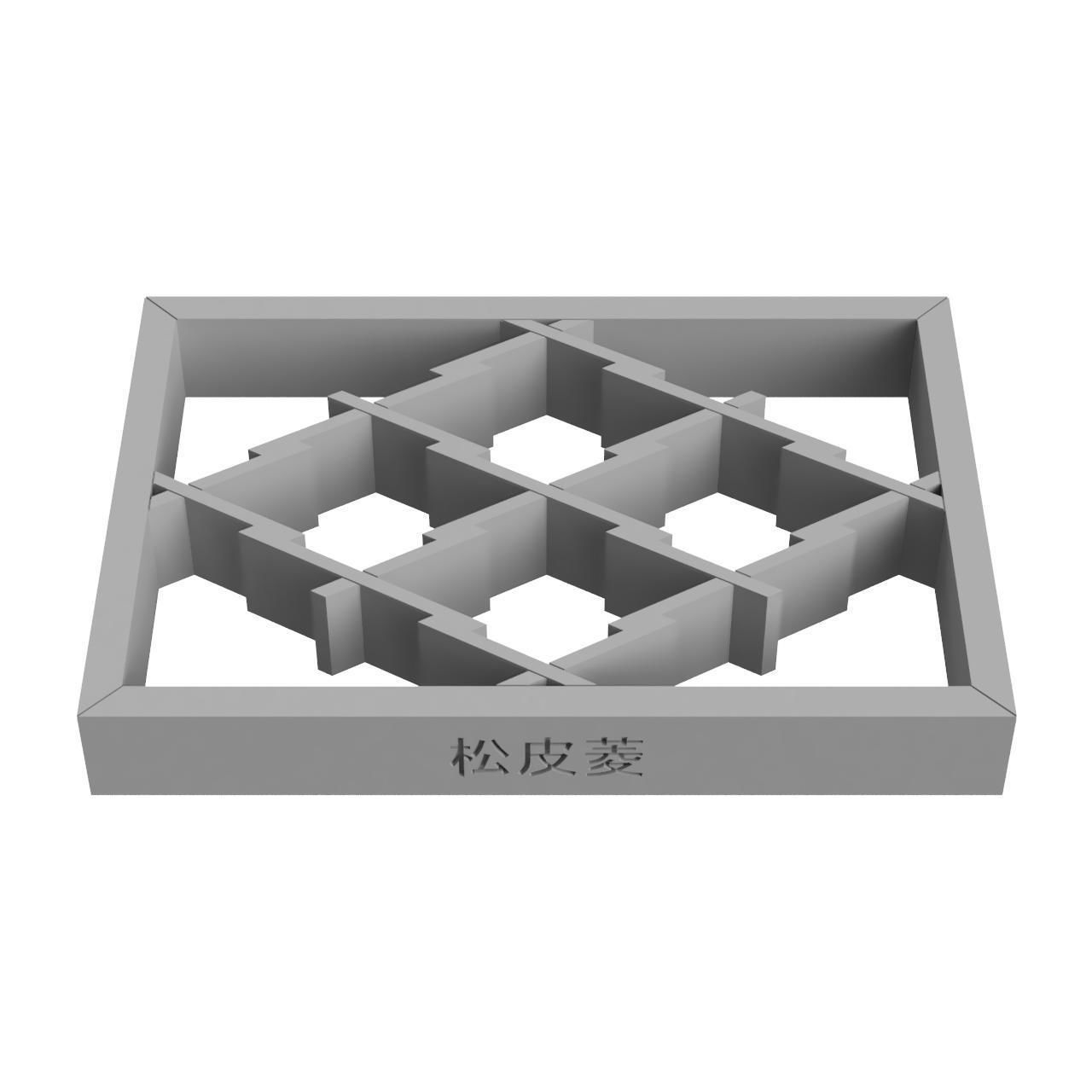 Matsukawabishi wooden frame with pattern of squares and trian... 3D print model_3