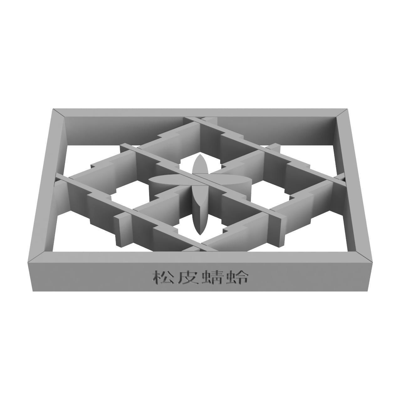 Matsukawakagero wooden frame with design 3D print model_3