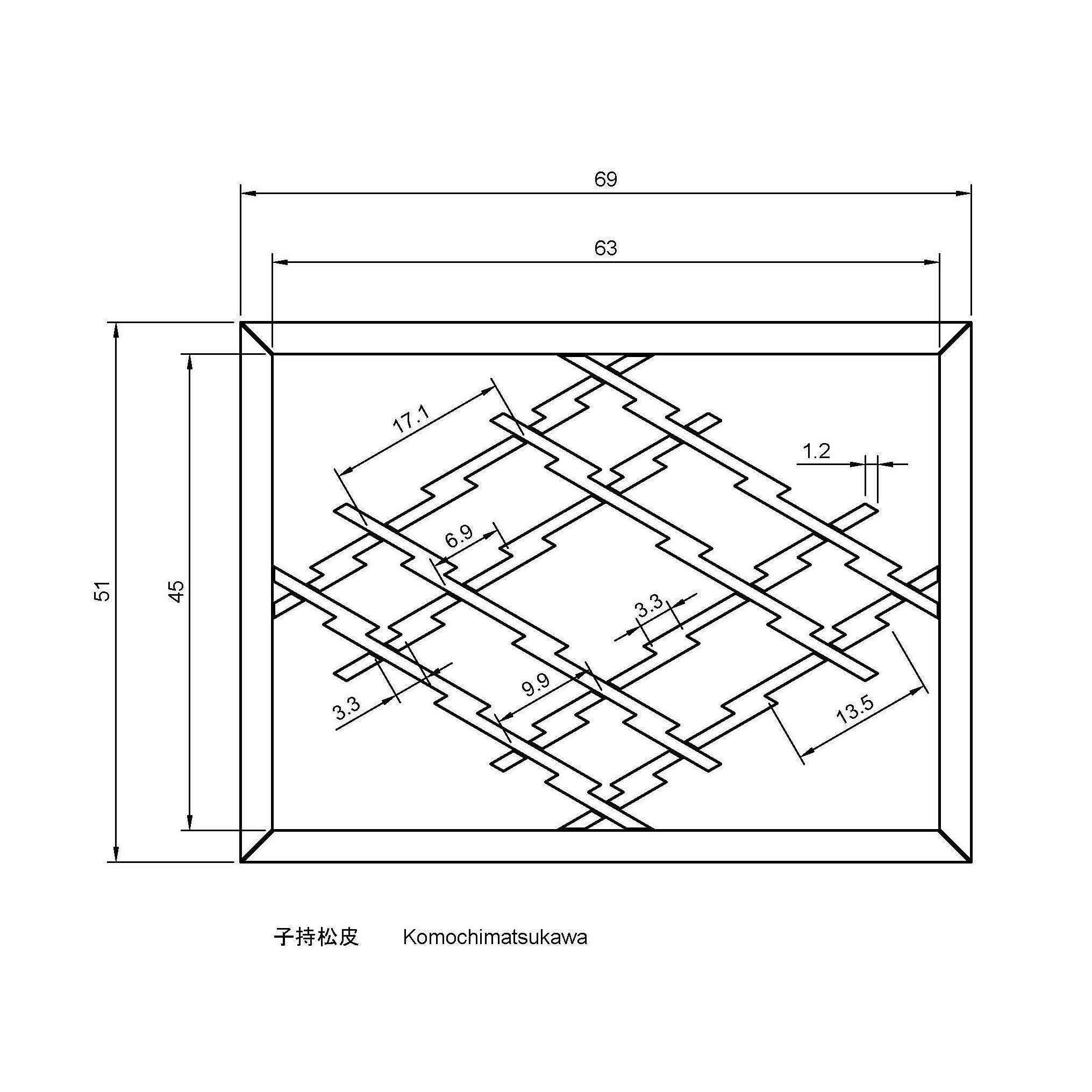 Komochimatsukawa wooden frame with pattern 3D print model_1