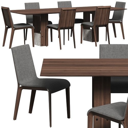 Porada Aisha Chair and Shani Table Dining Set 3D model