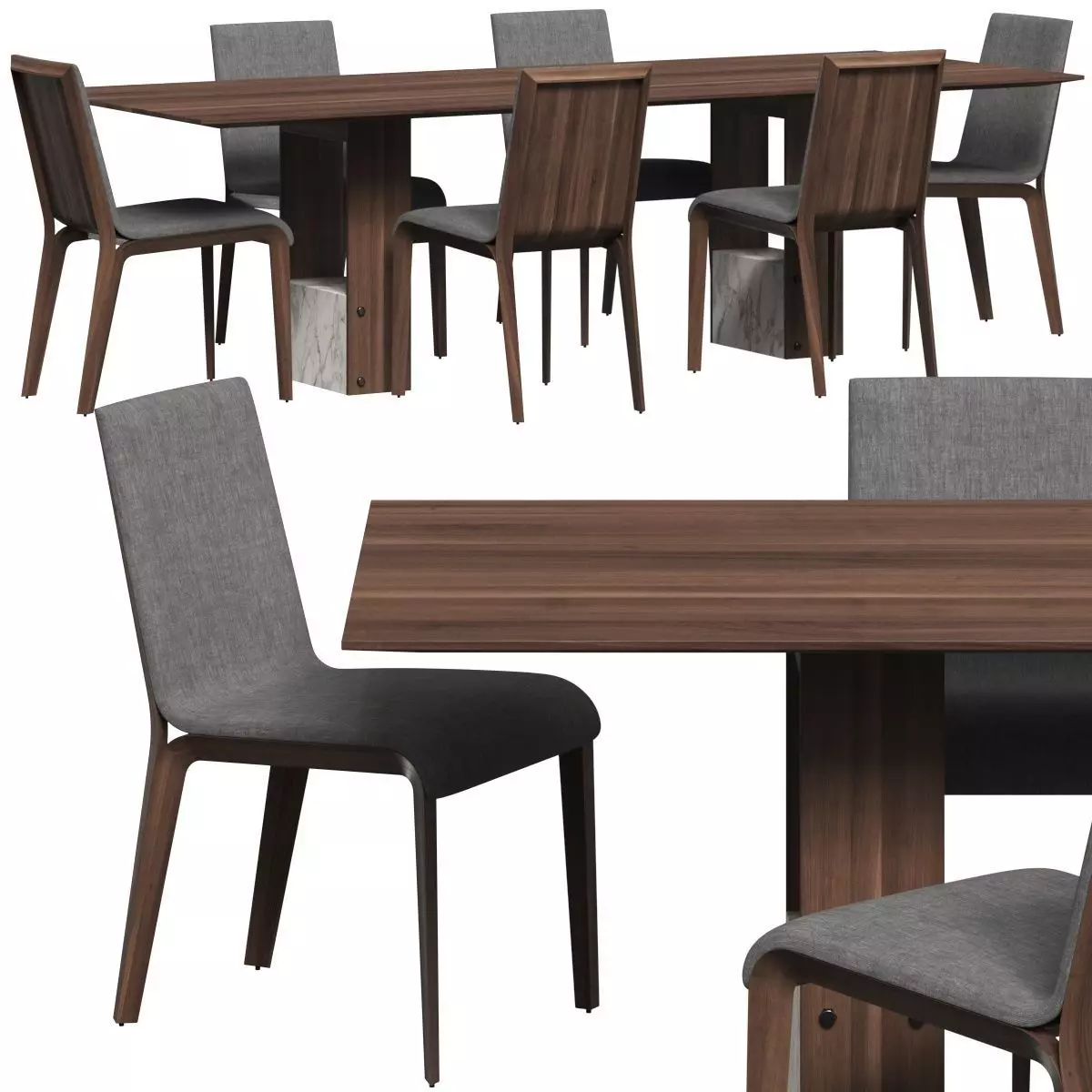 Porada Aisha Chair and Shani Table Dining Set 3D model