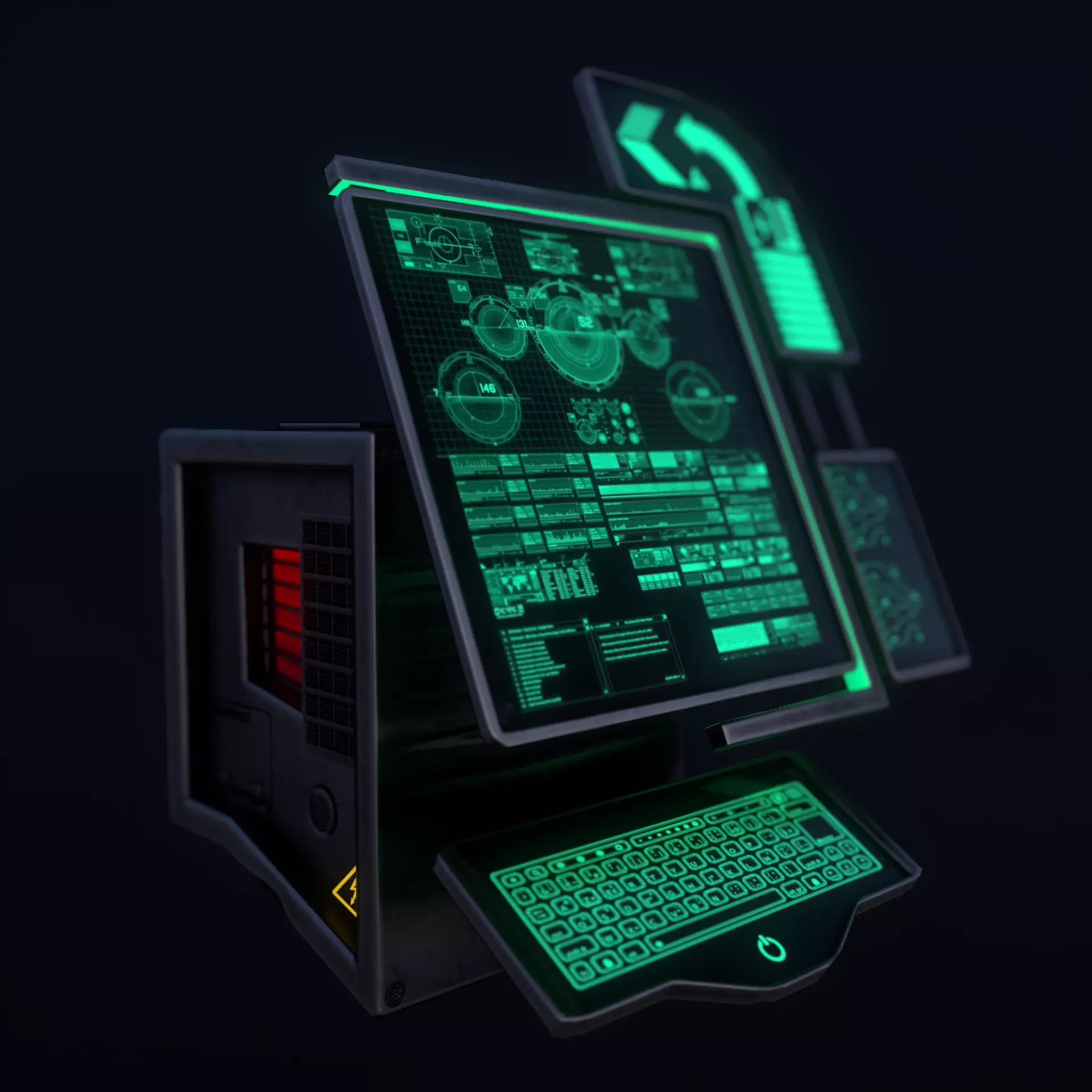 Sci-Fi Console-Computer 6 Low-poly 3D model_0