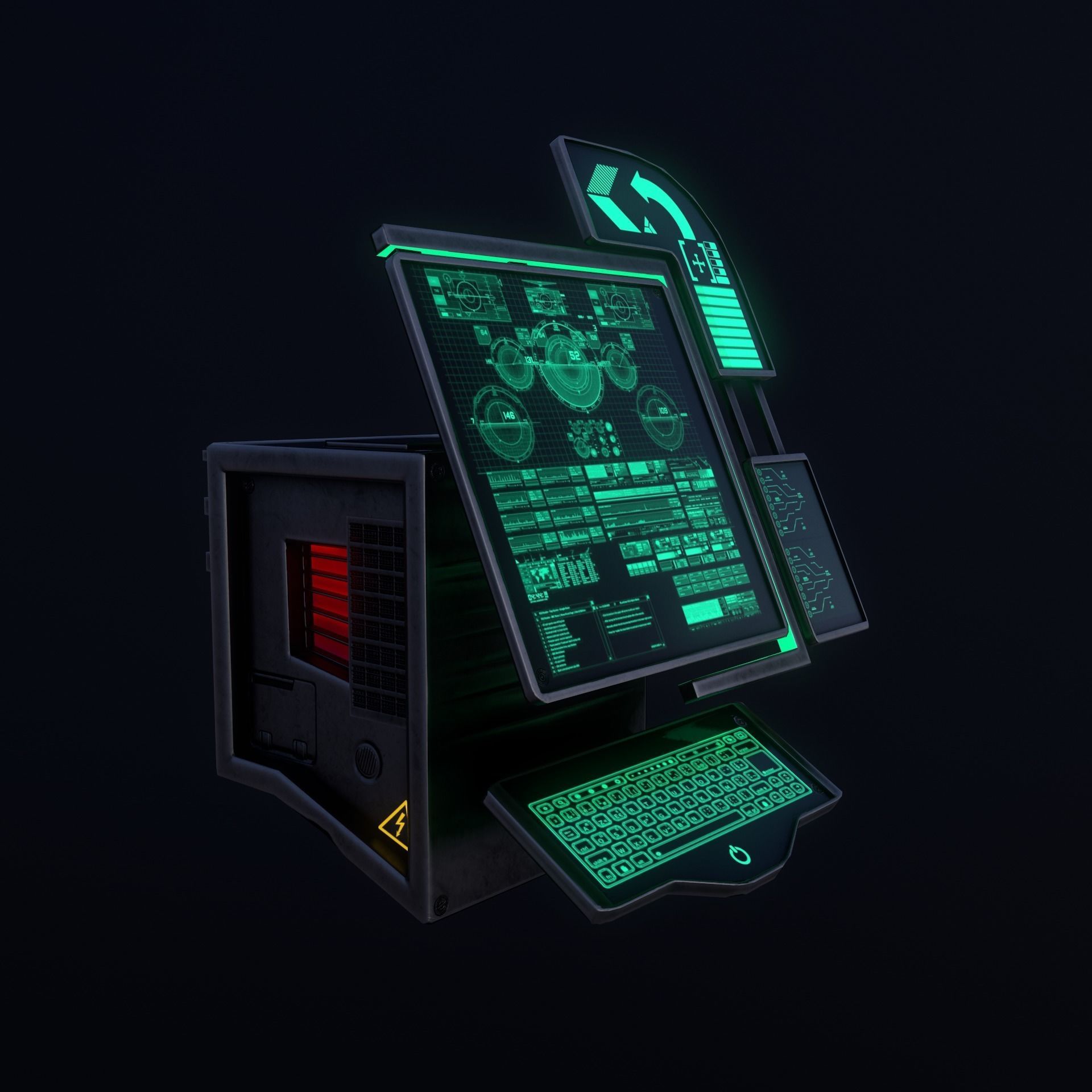 Sci-Fi Console-Computer 6 Low-poly 3D model_9