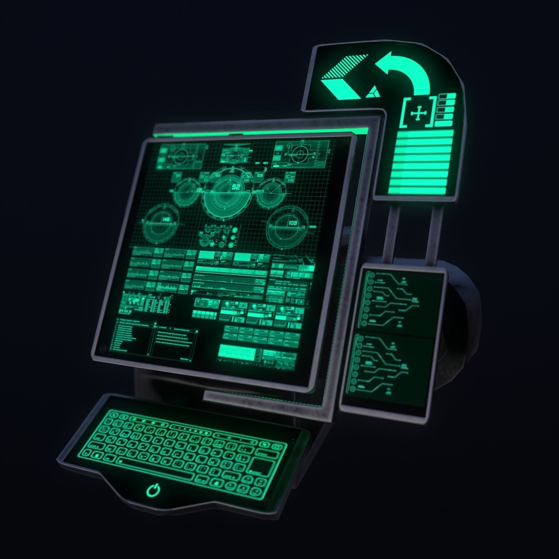Sci-Fi Console-Computer 6 Low-poly 3D model_5