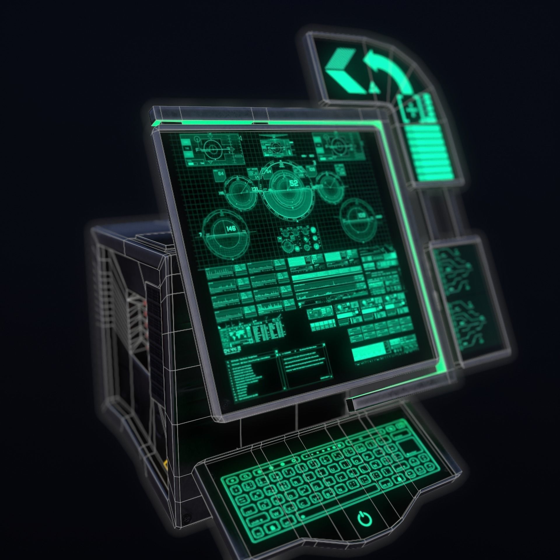 Sci-Fi Console-Computer 6 Low-poly 3D model_3