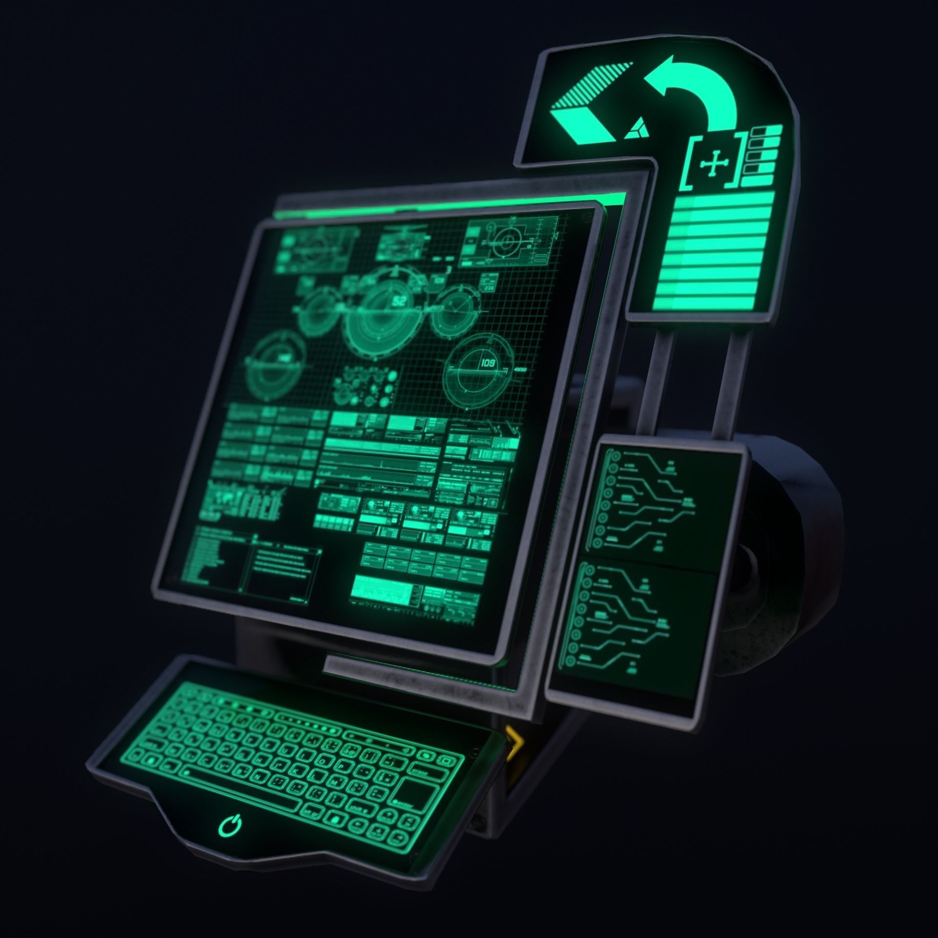Sci-Fi Console-Computer 6 Low-poly 3D model_2