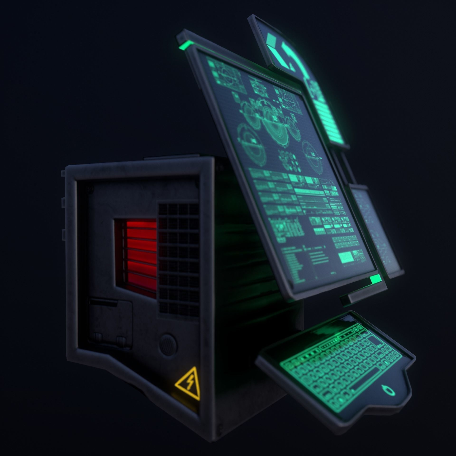 Sci-Fi Console-Computer 6 Low-poly 3D model_4
