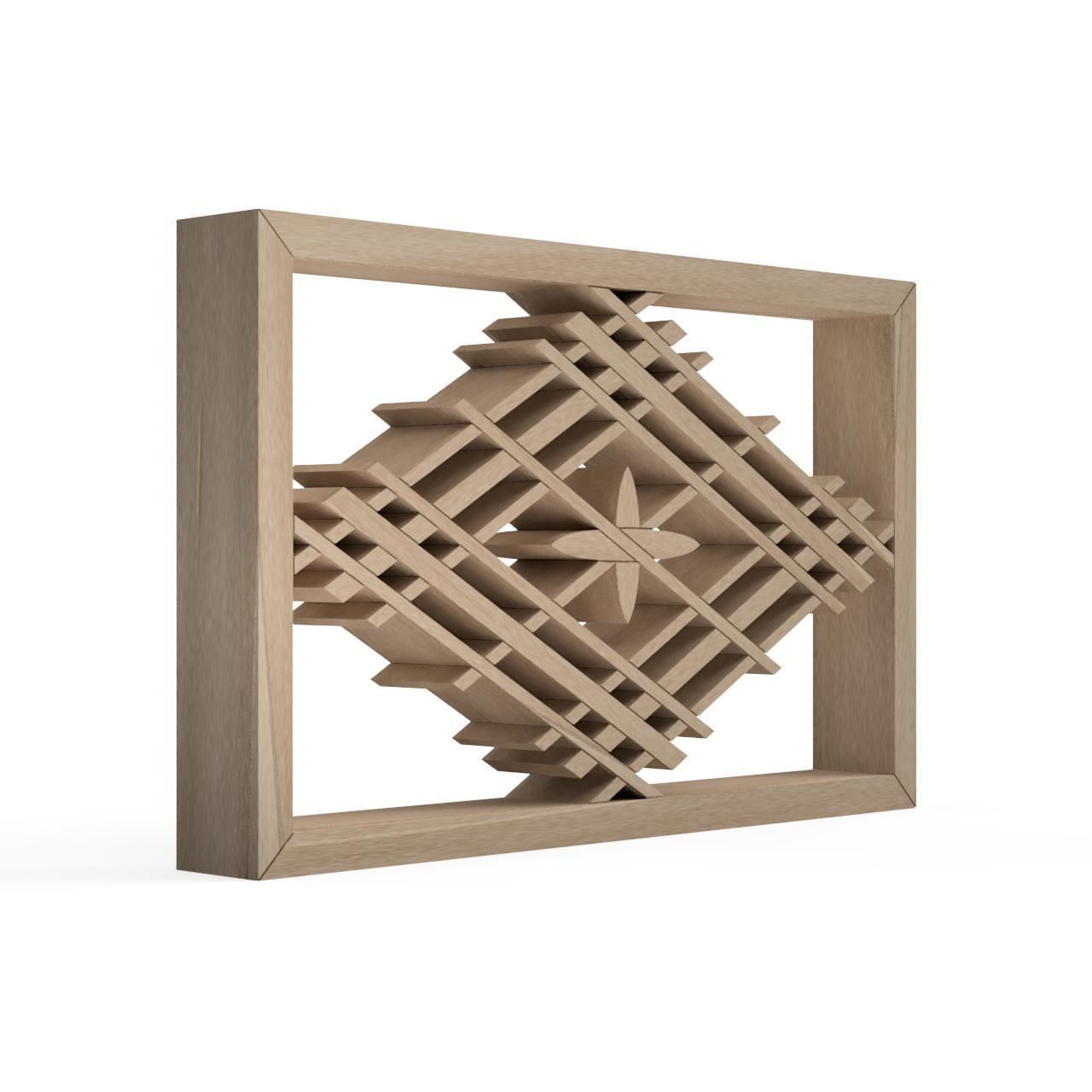 Narihirakagero wooden frame with diamond design 3D print model_2