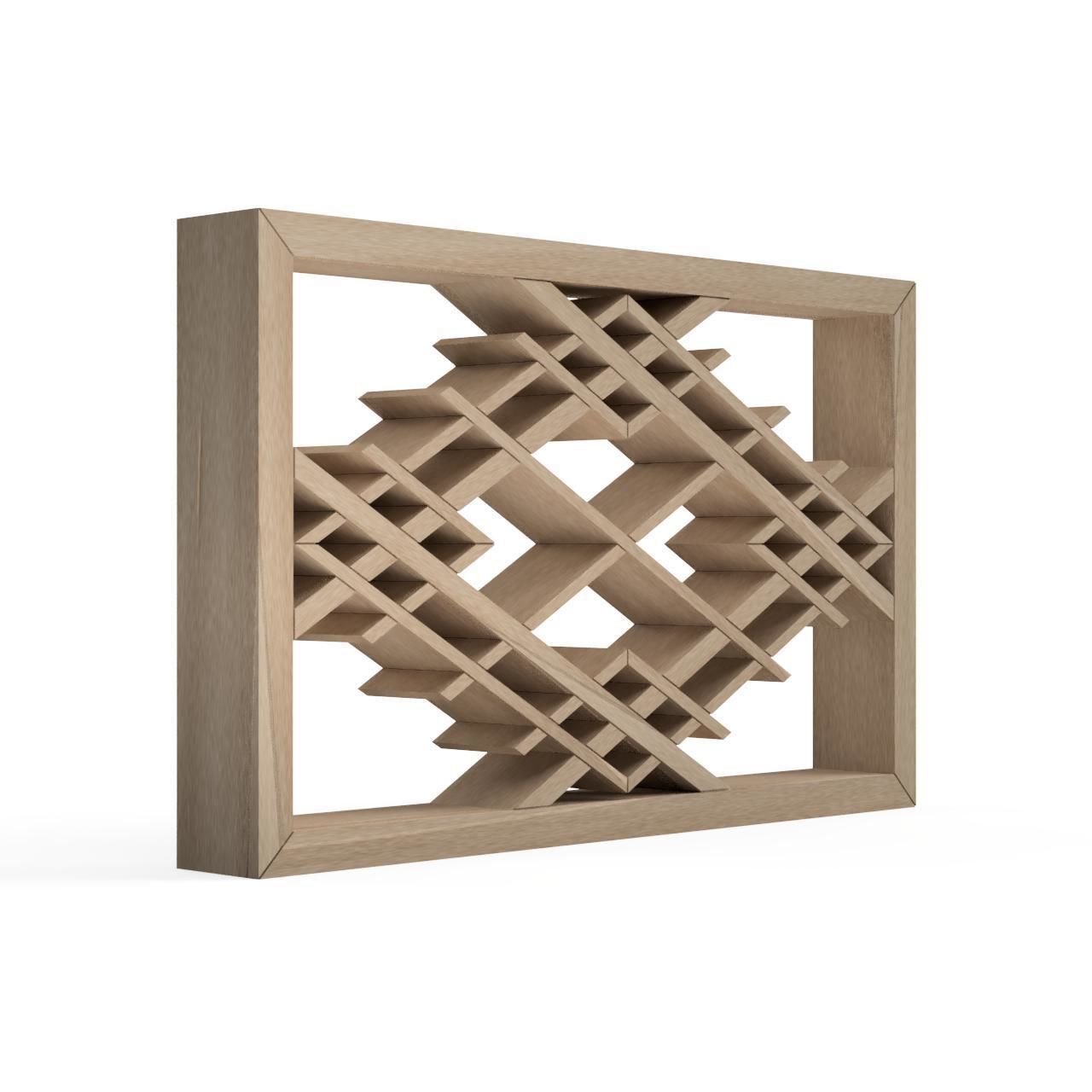 Narihirawaribishi wooden frame with geometric design 3D print model_2
