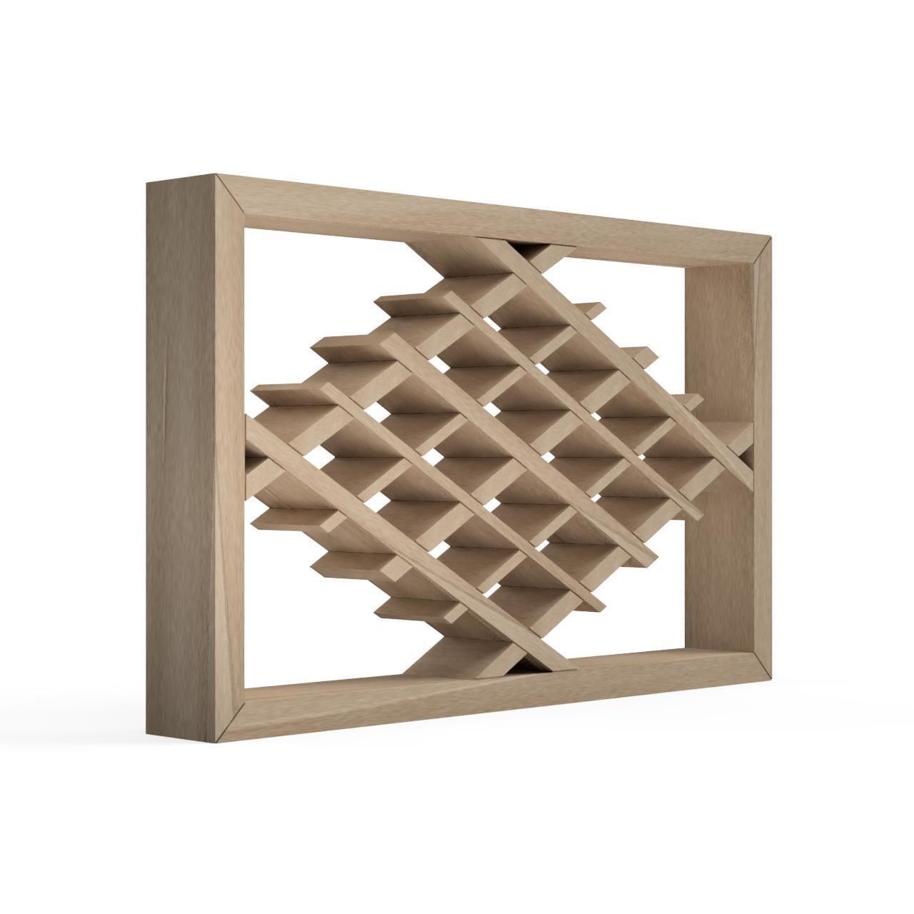 Hitoewaribishi wooden frame with lattice design 3D print model_2