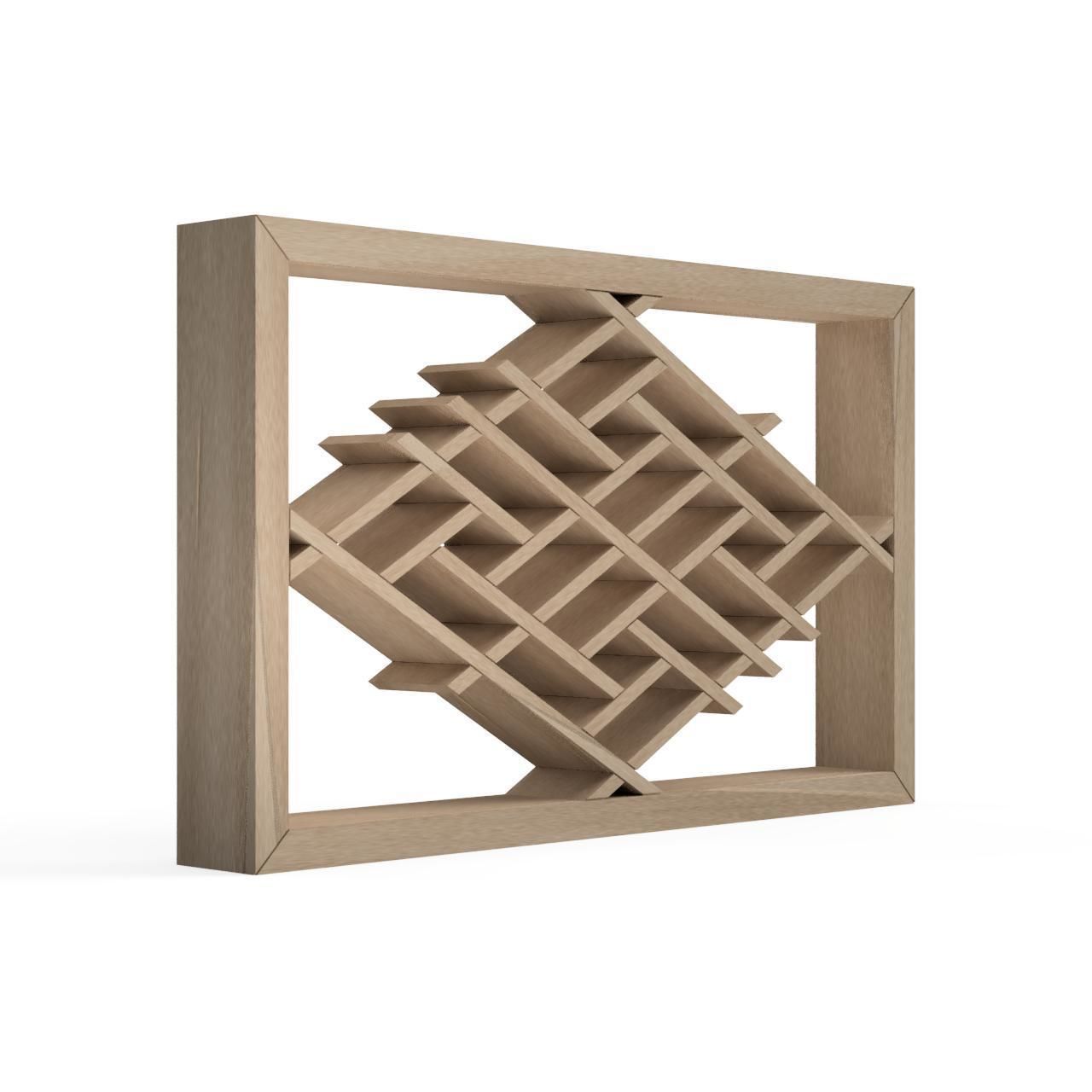 Hishimanjikuzushi wooden frame with geometric pattern 3D print model_2