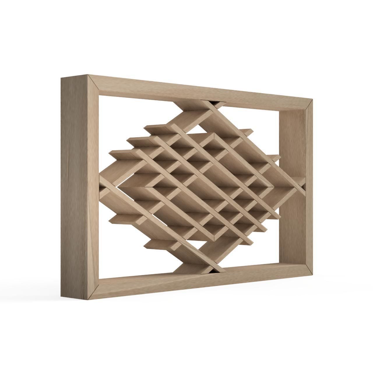 Hishikozu-part1 wooden frame with diamond pattern 3D print model_2