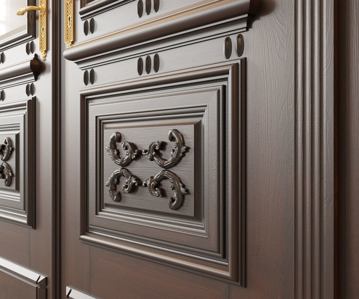 Classic wooden door 3D model_3