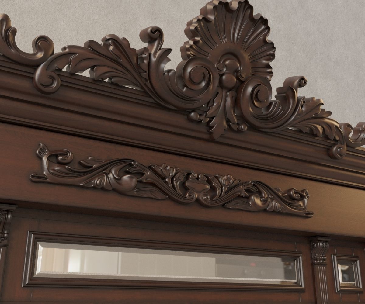 Classic wooden door 3D model_4