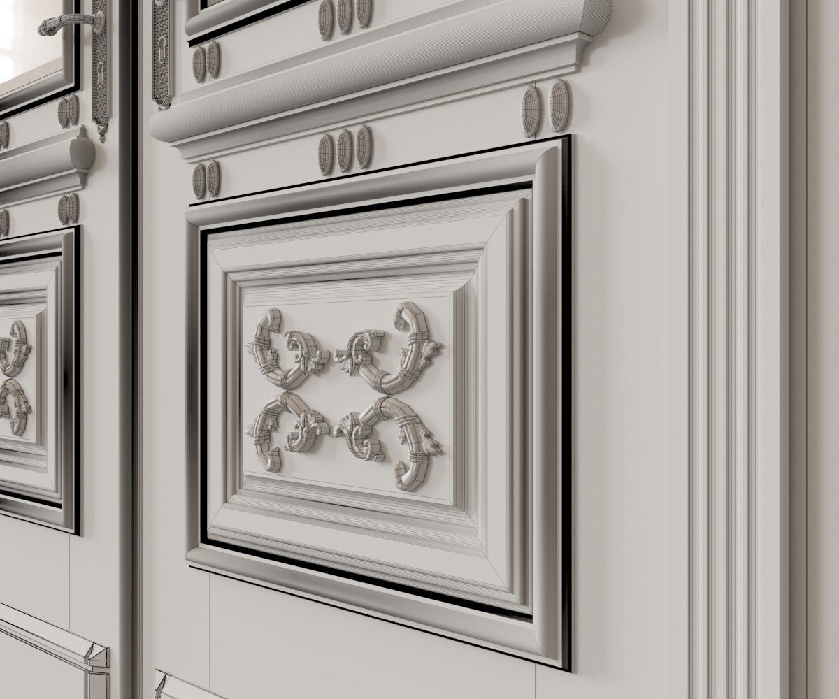 Classic wooden door 3D model_2