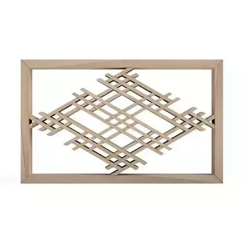 Ajirowaribishi wooden frame with geometric design