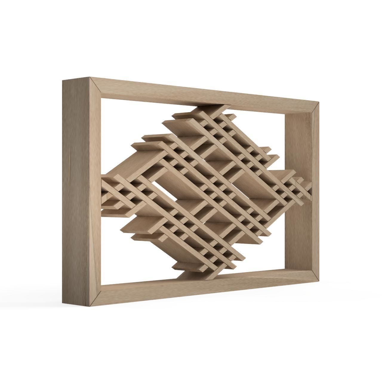 Ajirowaribishi wooden frame with geometric design 3D print model_2