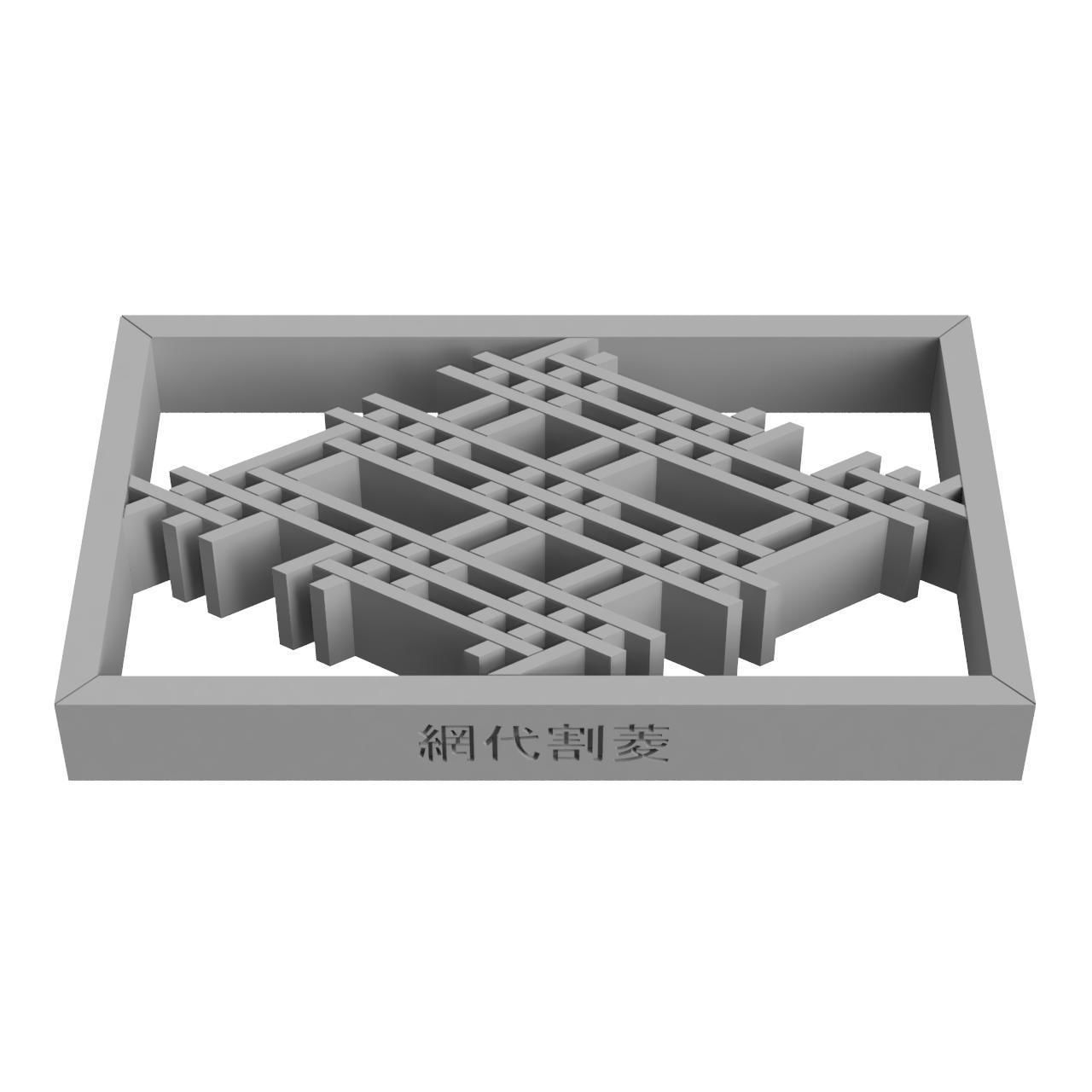 Ajirowaribishi wooden frame with geometric design 3D print model_3