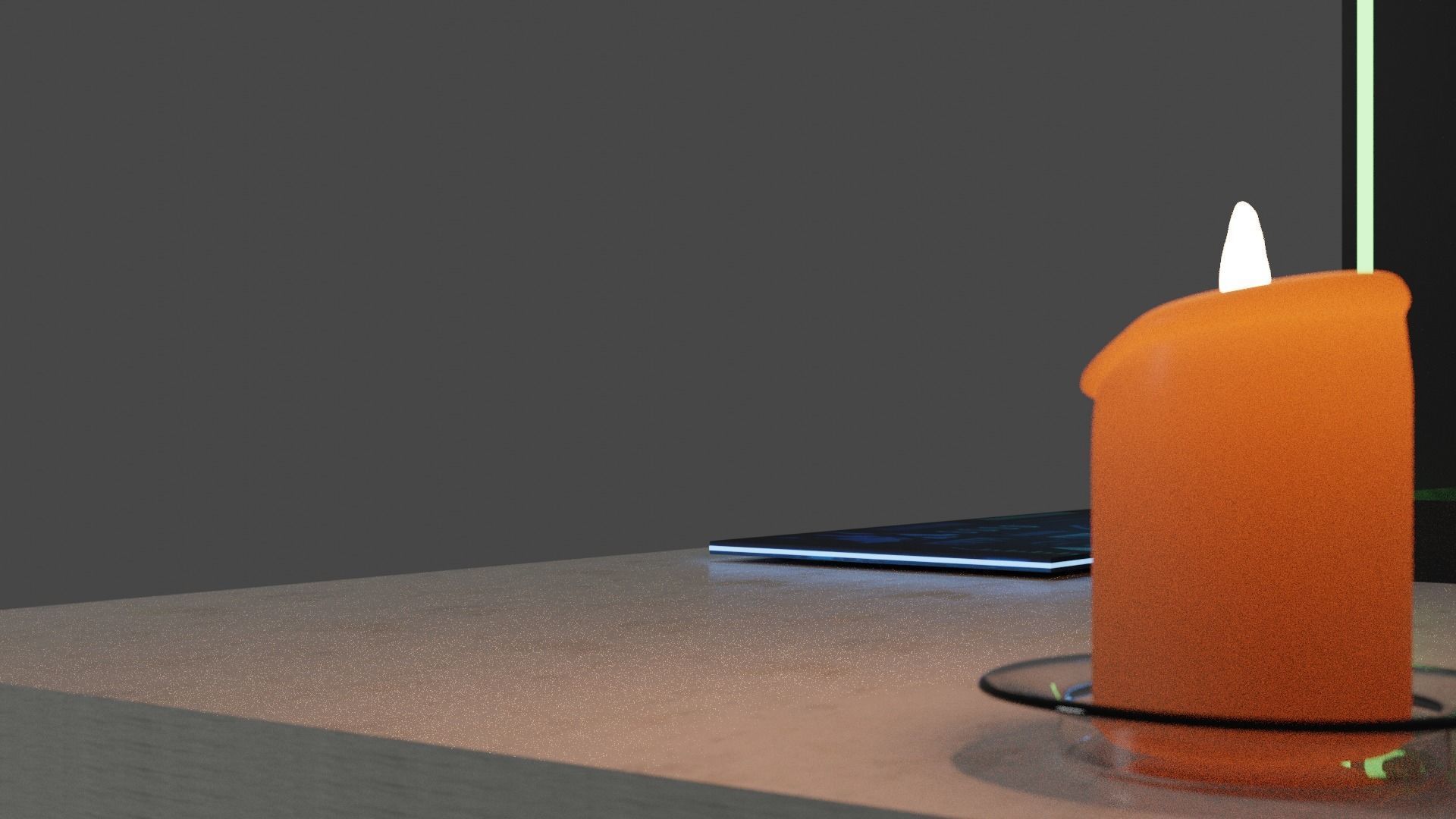 Low Poly Desk computer with light Low-poly 3D model_1