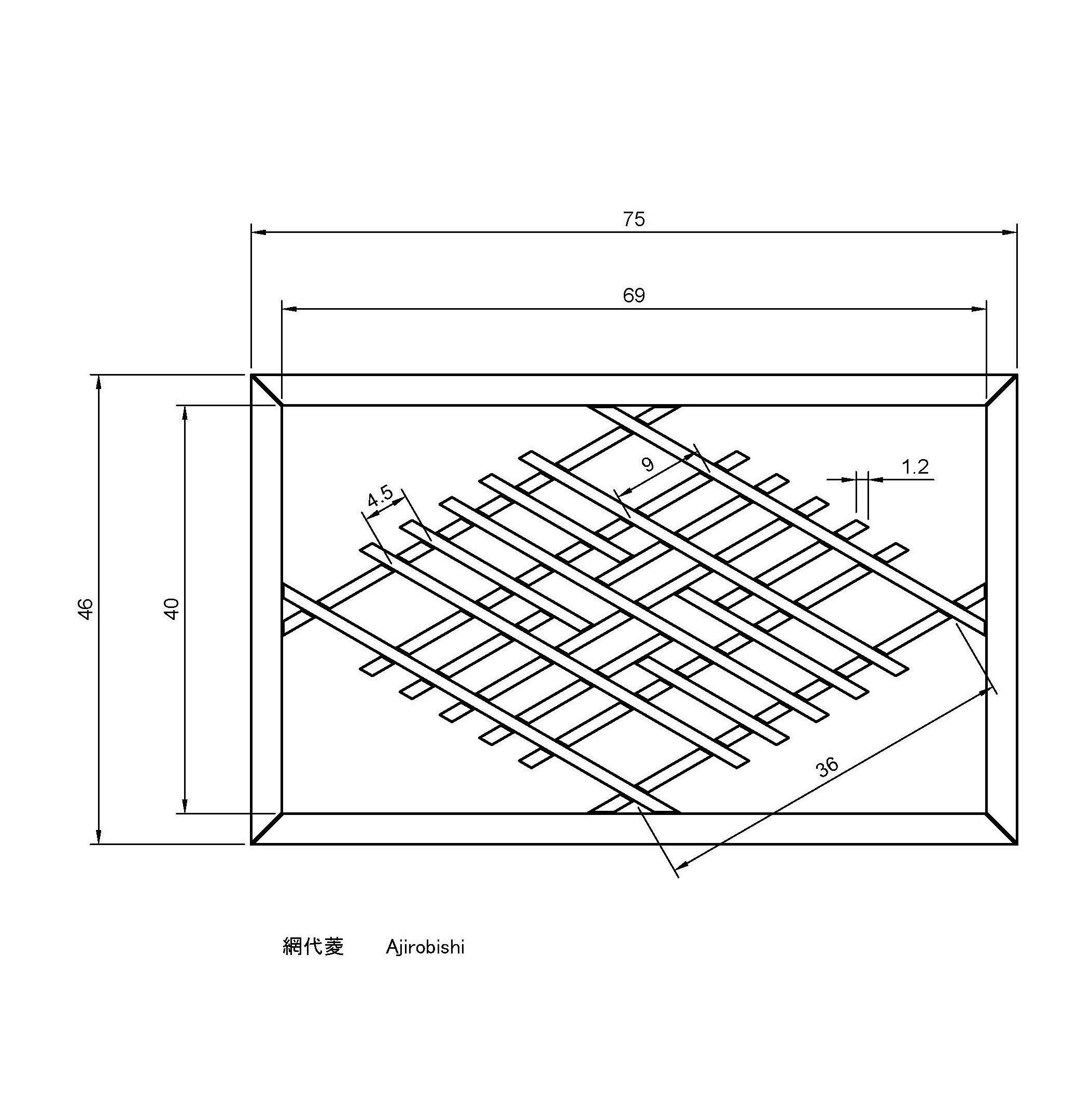 Ajirobishi wooden frame with geometric pattern 3D print model_1