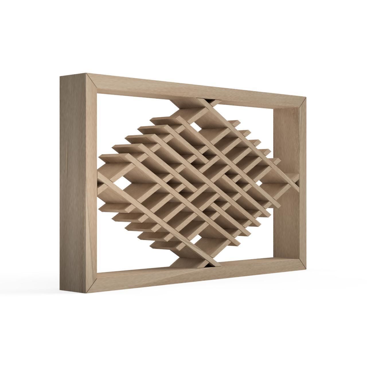 Ajirobishi wooden frame with geometric pattern 3D print model_2