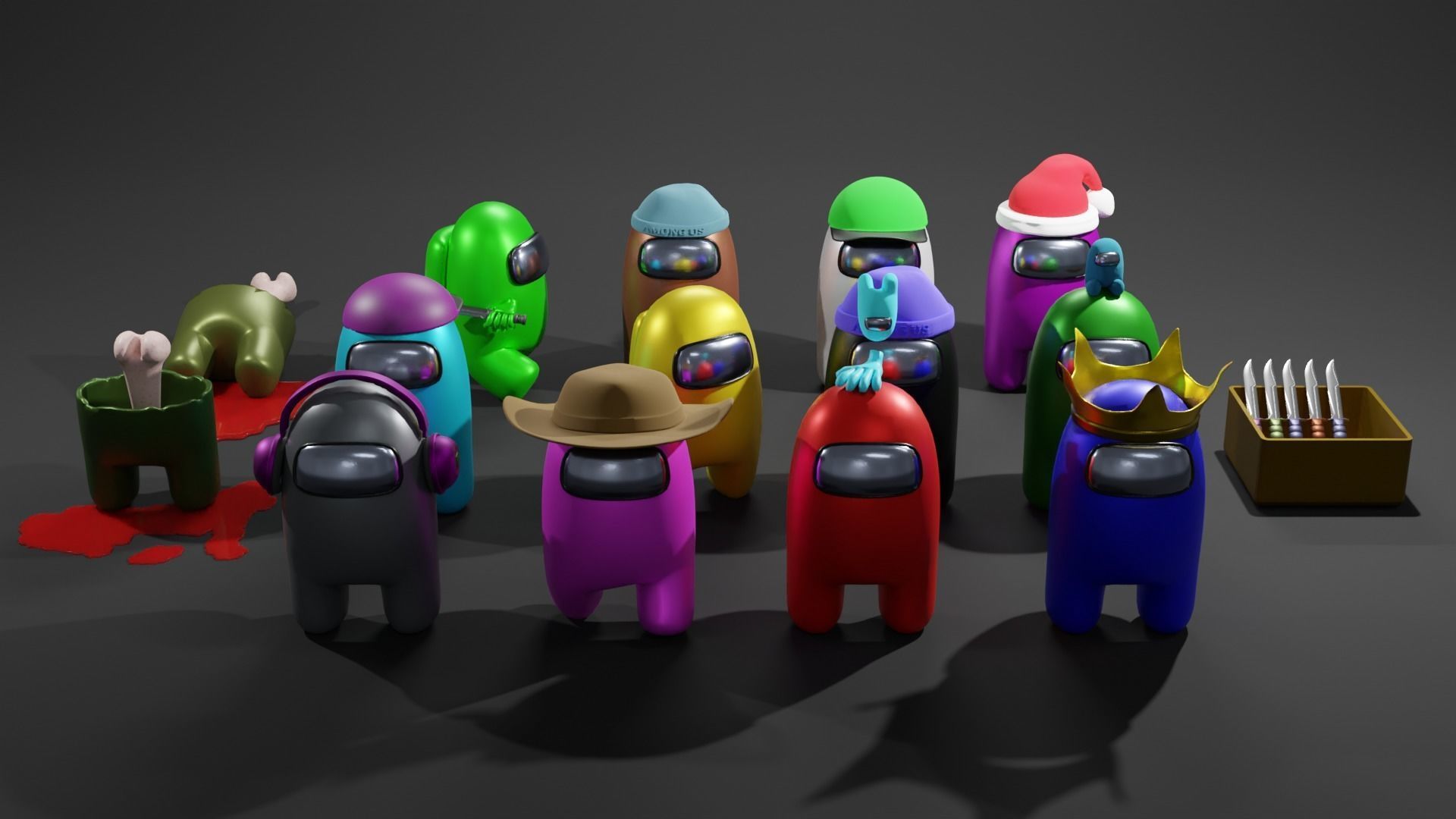 AMONG US RIGGED PACK Low-poly 3D model_1