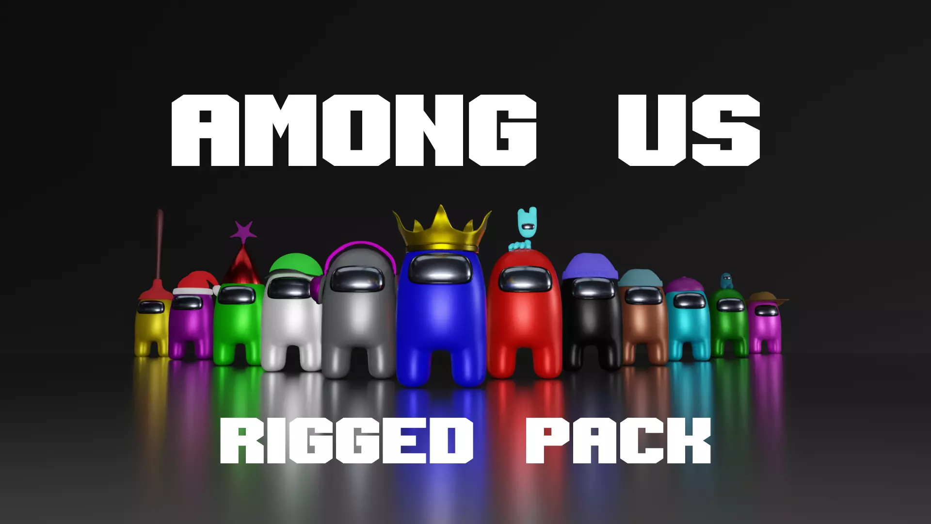 AMONG US RIGGED PACK Low-poly 3D model_0