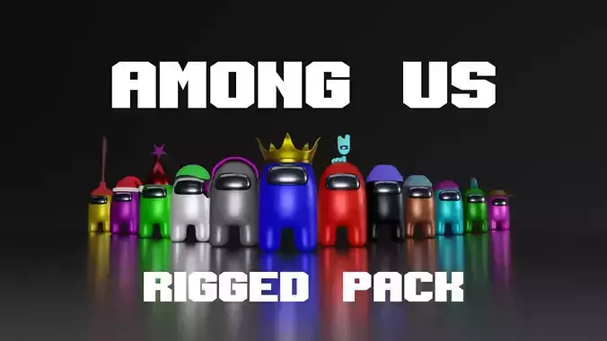AMONG US RIGGED PACK Low-poly 3D model