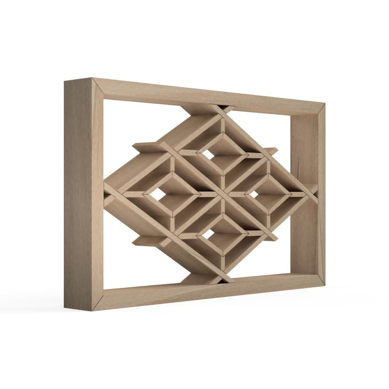 Miebishitsunagi wooden frame with geometric design 3D print model_2