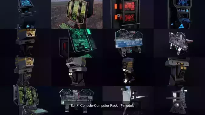 Sci-Fi Console-Computer Pack 3D Model Collection Sci-Fi Console-Computer Pack 3D Model Collection