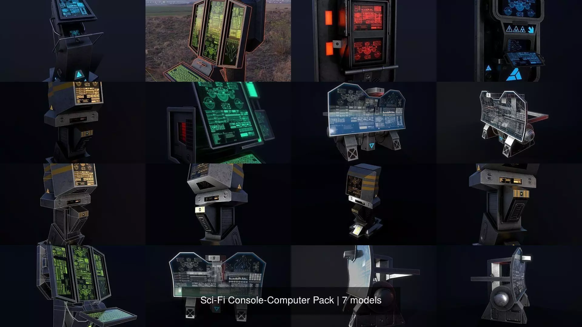 Sci-Fi Console-Computer Pack 3D Model Collection_0