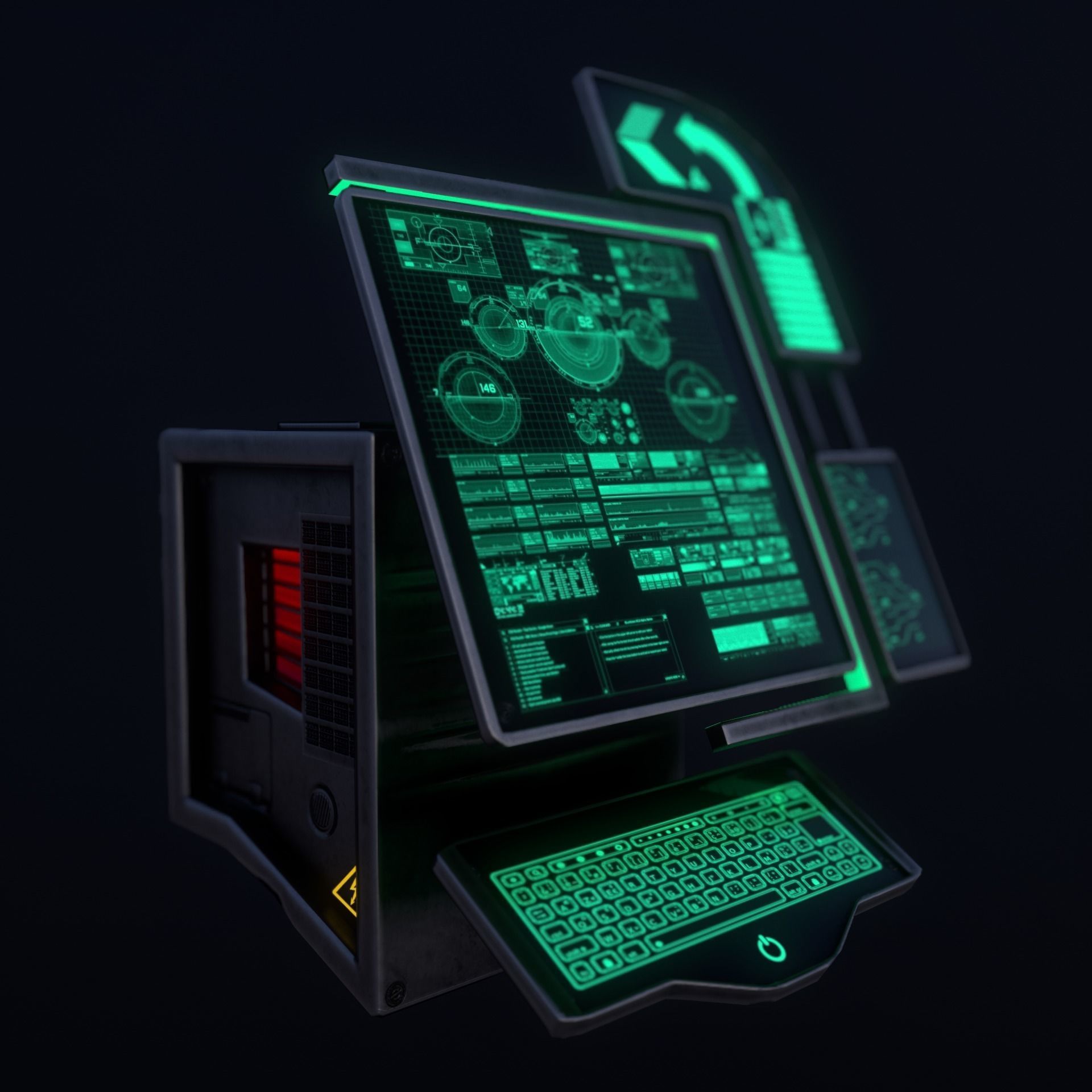 Sci-Fi Console-Computer Pack 3D Model Collection_7