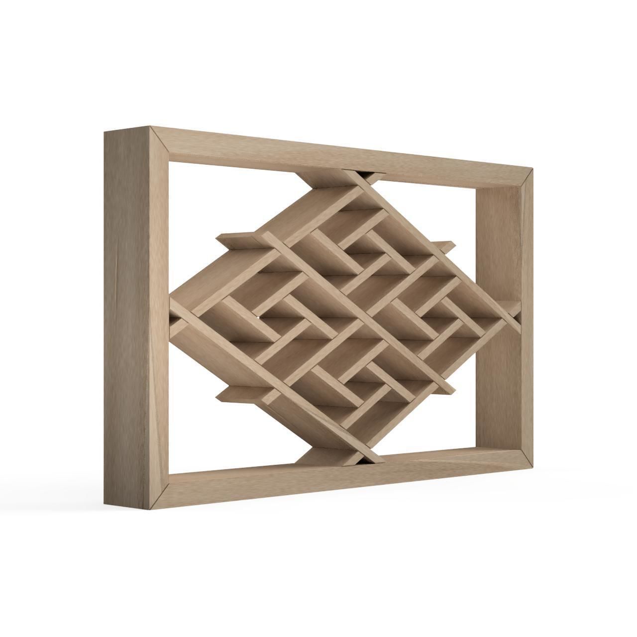 Hishimanji wooden frame with intricate design 3D print model_2