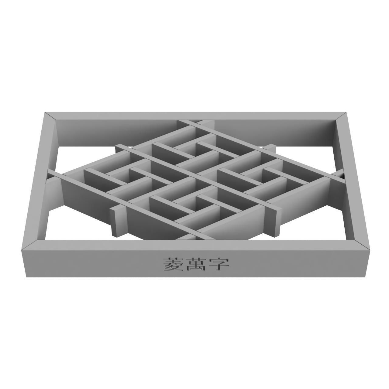 Hishimanji wooden frame with intricate design 3D print model_3