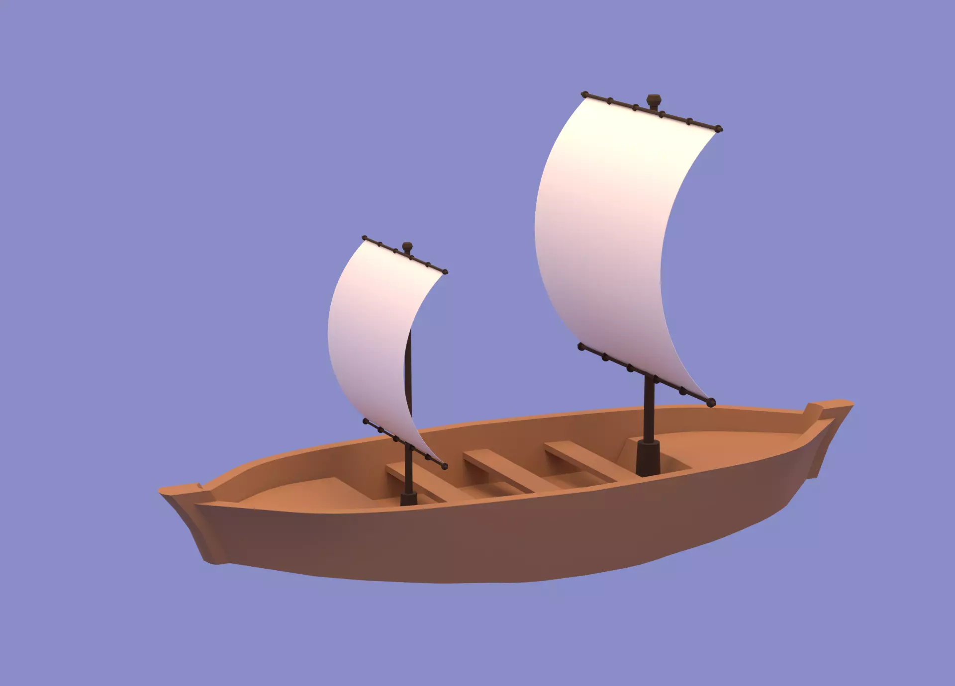 Wood Boat Low-poly 3D model