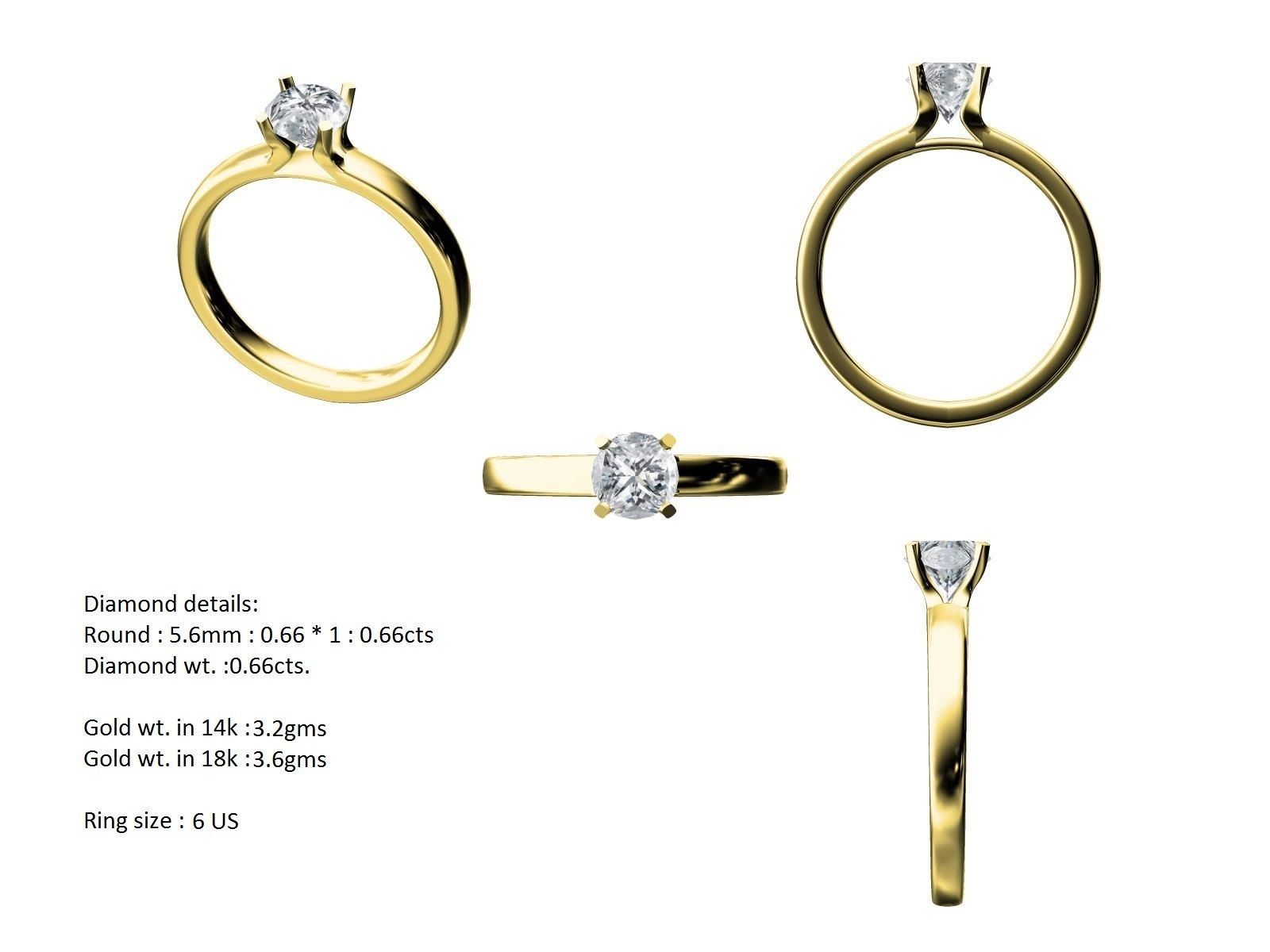 Women solitaire ring 3dm 10size stl render detail  3D print model_4