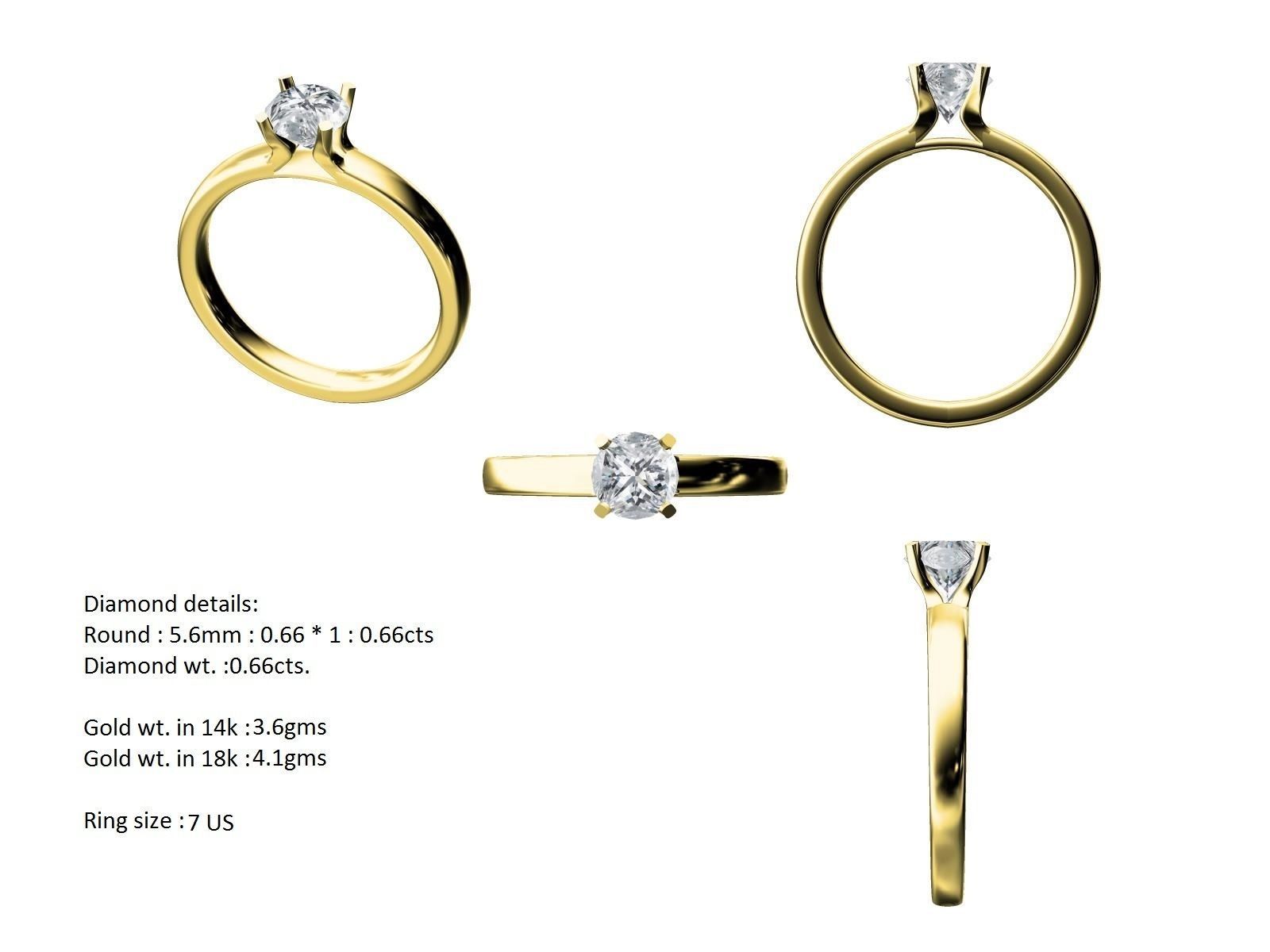 Women solitaire ring 3dm 10size stl render detail  3D print model_8