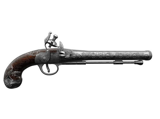 Old pistol war  Low-poly 3D model