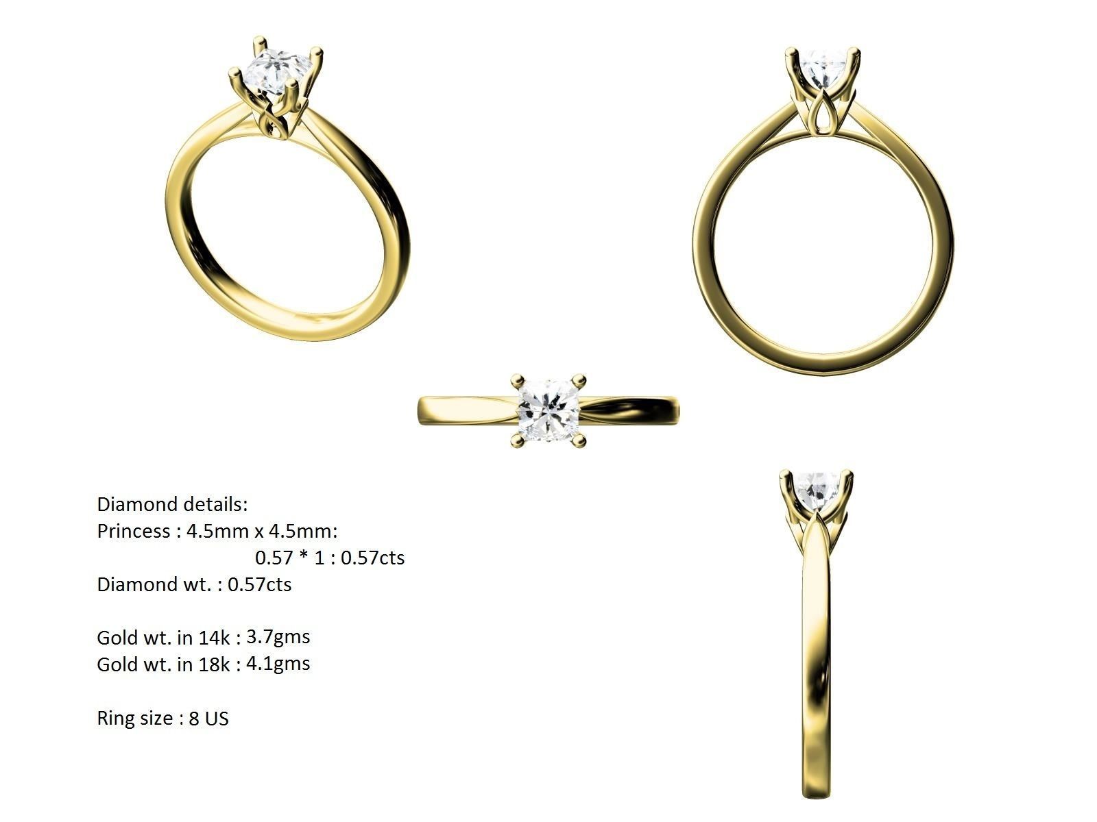 Women solitaire ring 3dm 10size stl render detail 3D print model_7