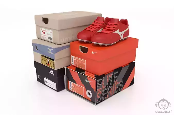 Paper shoe box with soccer football boot 3D model