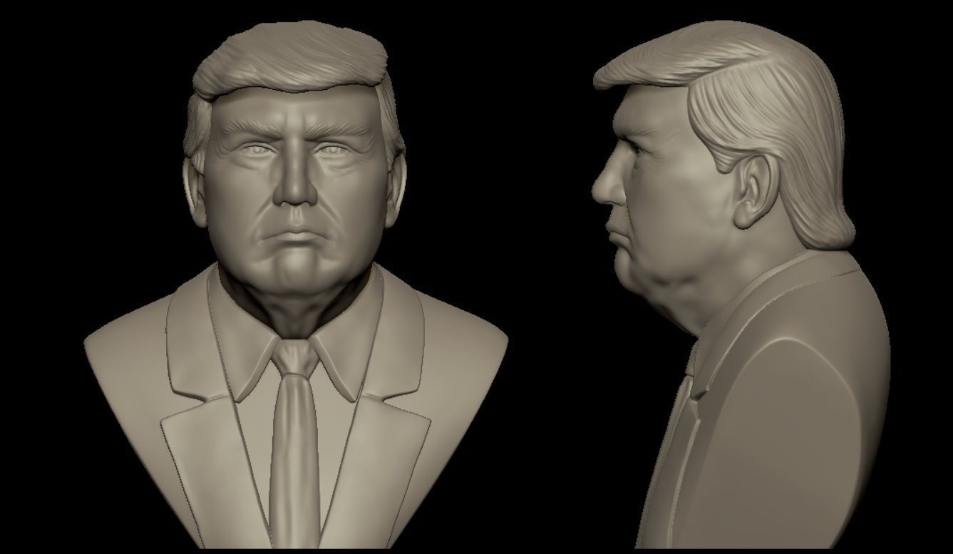 Bust of Donald Trump High Poly 3D print model_2