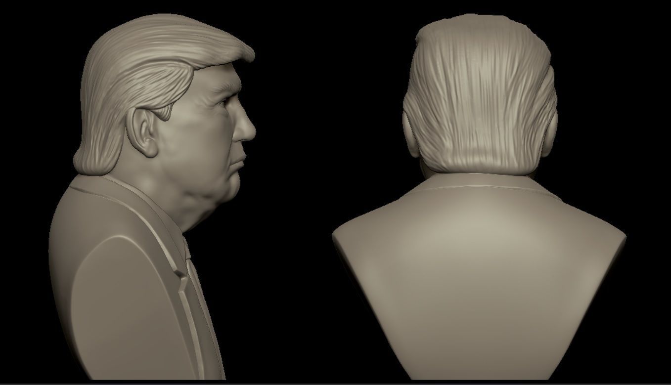 Bust of Donald Trump High Poly 3D print model_3