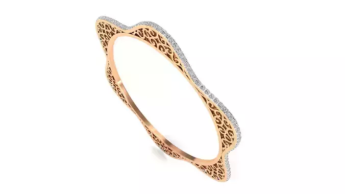Bangle-047-1276 rose gold bangle with diamonds 3D print model