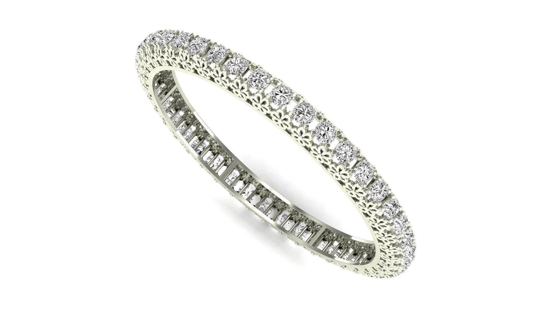 Bangle-042-0001 oval diamond ring in rose gold 3D print model_2