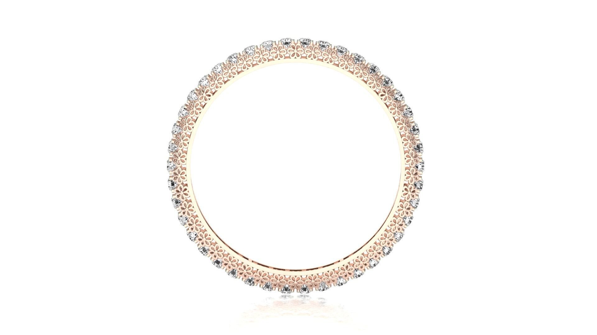 Bangle-042-0001 oval diamond ring in rose gold 3D print model_7