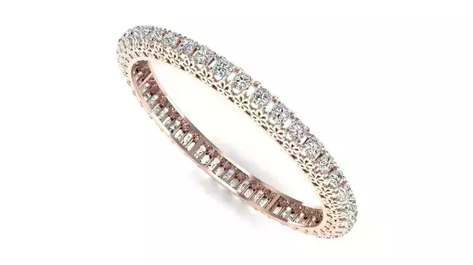 Bangle-042-0001 oval diamond ring in rose gold 3D print model