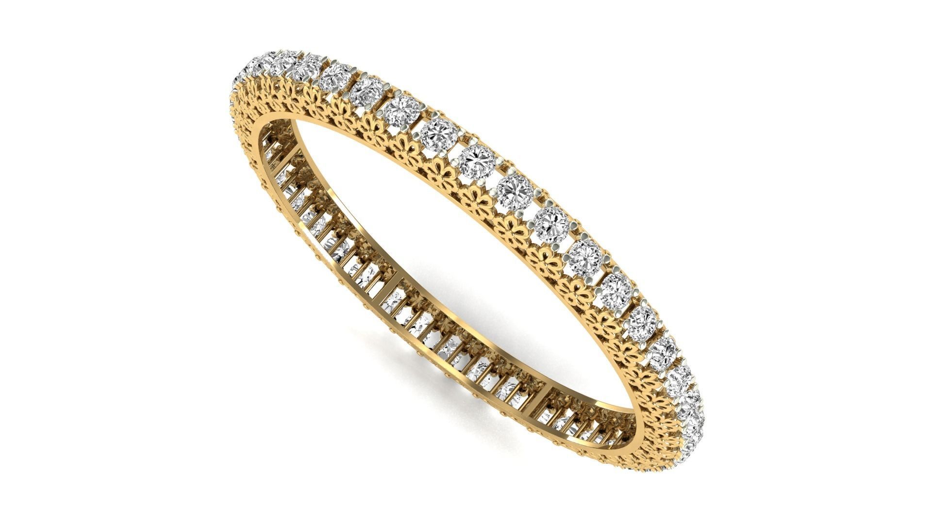 Bangle-042-0001 oval diamond ring in rose gold 3D print model_4