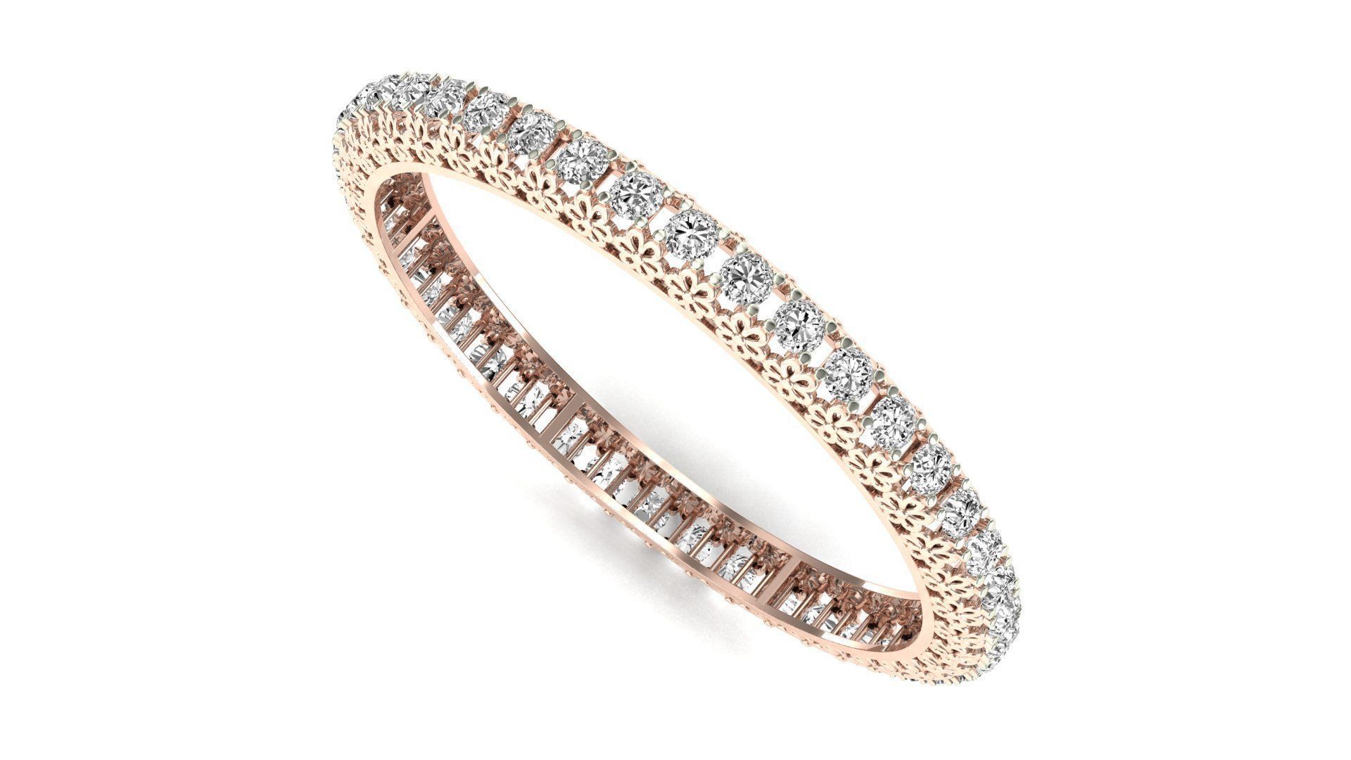 Bangle-042-0001 oval diamond ring in rose gold 3D print model_1