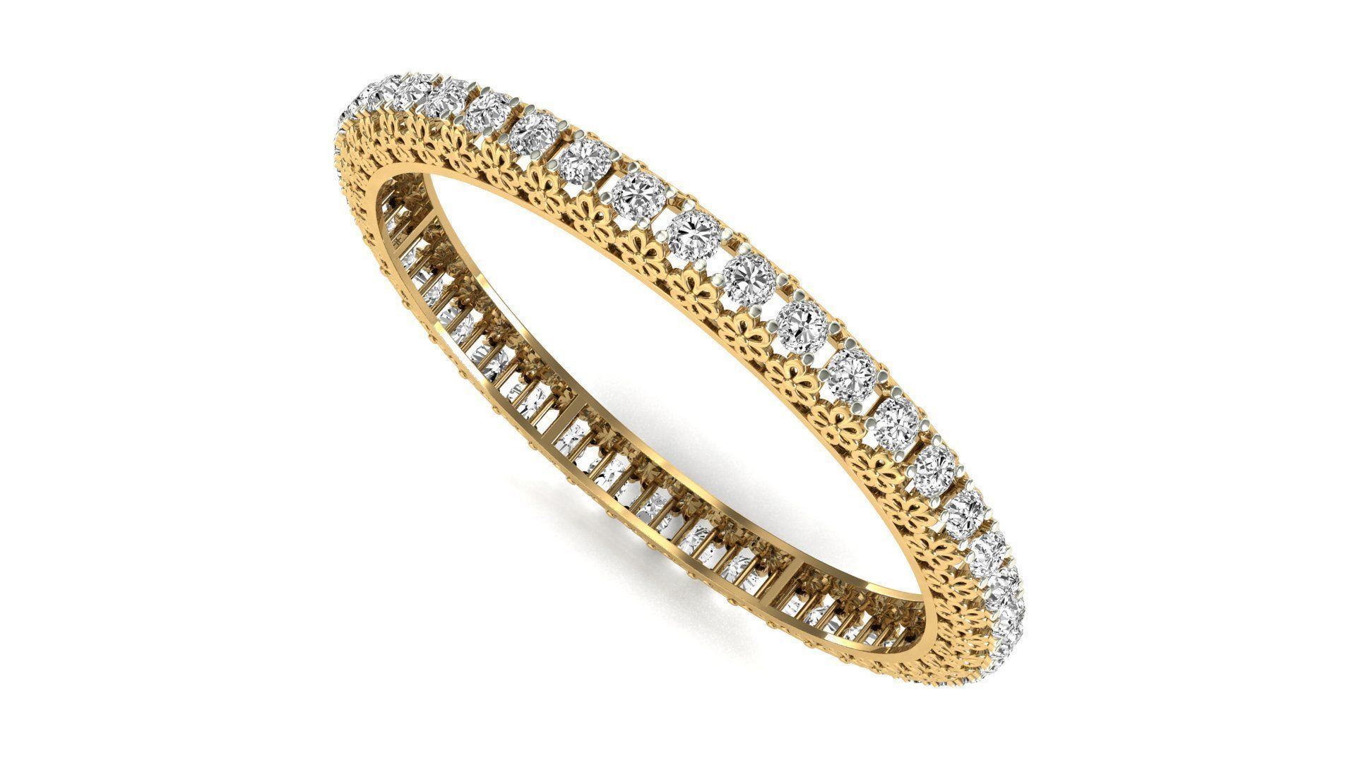 Bangle-042-0001 oval diamond ring in rose gold 3D print model_5